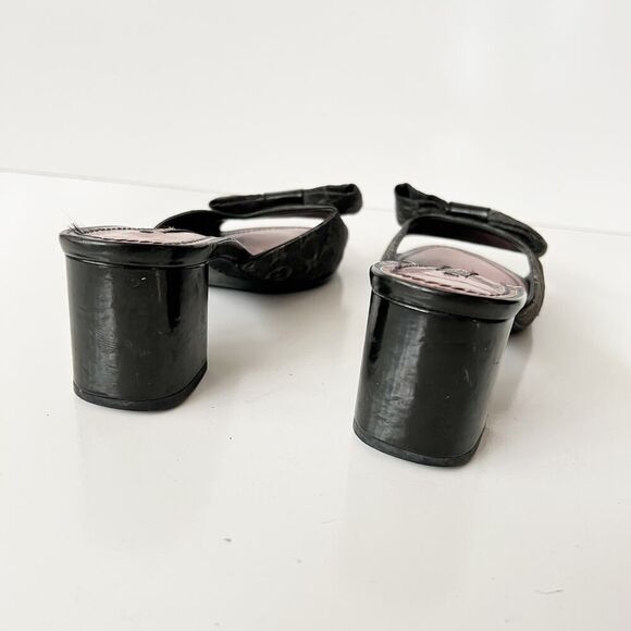Vintage Y2K Louis Vuitton Monogram Logo Print Block Heel Mules Bow Slides Size 6 - Picture 11 of 11